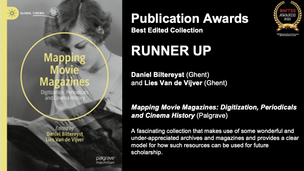 BAFTSS (@baftss) on Twitter photo RUNNER UP: Mapping Movie Magazines: Digitization, Periodicals and Cinema History (<a href="/PalgraveCultMed/">Palgrave Culture & Media</a>) by Daniel Biltereyst (Ghent) & Lies Van de Vijver (Ghent)
<a href="/danielbilterey2/">daniel biltereyst</a> <a href="/LiesVandeVijver/">Lies Van de Vijver</a> RUNNER UP: Mapping Movie Magazines: Digitization, Periodicals and Cinema History (<a href="/PalgraveCultMed/">Palgrave Culture & Media</a>) by Daniel Biltereyst (Ghent) & Lies Van de Vijver (Ghent)
<a href="/danielbilterey2/">daniel biltereyst</a> <a href="/LiesVandeVijver/">Lies Van de Vijver</a>