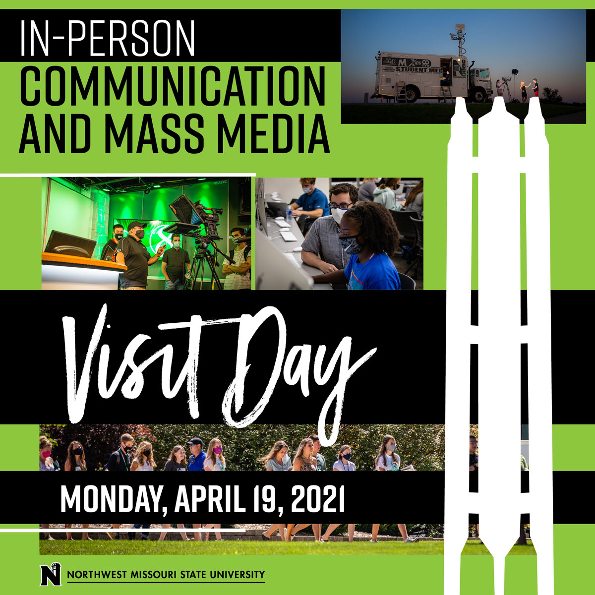 NWMOSTATE's tweet photo. Are you interested in exploring Mass Media majors? Register today for an in-person visit Monday, April 19 to tour campus, learn about careers in Communication and Mass Media and interact with faculty and staff. Reserve your spot at: https://t.co/4GdN9cs4PV https://t.co/CVuJdZRFCX