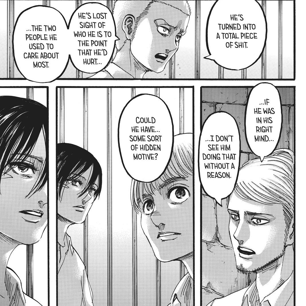 The fact Eren had been pushing his friends away on purpose was something I was saying for a while, and when you think about it the only way that makes sense is if he knew he would die, otherwise he wouldn't make preparations for them to forget him and move on.
