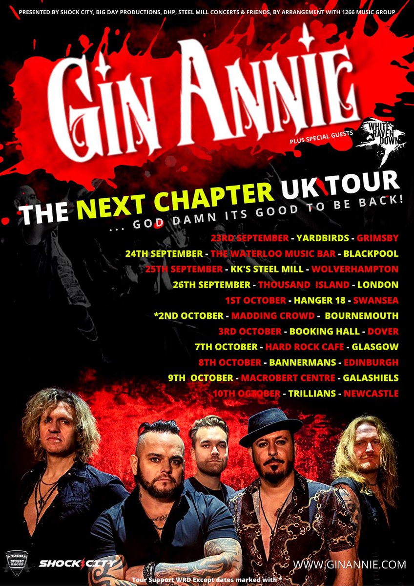 WhiteRavenDown's tweet image. —— UK Tour —-
We have been asked to support the brilliant guys in @GinAnnieUK to be Main Support for their UK Tour throughout SEPT and OCT 2021!
We cannot wait to hit the road with the guys and perform for you all... 🤘

Tickets are on sale NOW at ginannie.com/uk-tour-2021

#WRD