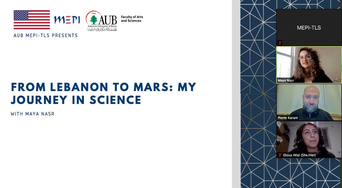 Tonight, the MEPI-TLS team at AUB hosted Maya Nasr who reflected on her recent involvement in the Mars 2020 Mission Perseverance Rover and her journey as a woman working with NASA. Big thank you to the 130 students who were in attendance <a href="/USMEPI/">MEPI</a> <a href="/usembassybeirut/">U.S. Embassy Beirut</a> <a href="/AUB_Lebanon/">American University of Beirut</a>