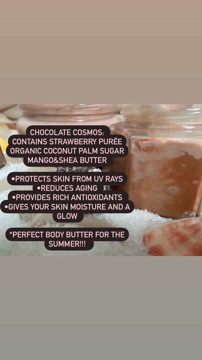 aminanoire's tweet photo. 👀 dropping this here! This is Chocolate Cosmos Skin Butter Shop with me https://t.co/du411aito2 where all things are made with 🤎 &amp; pure intentions https://t.co/Ur5uGjer7y