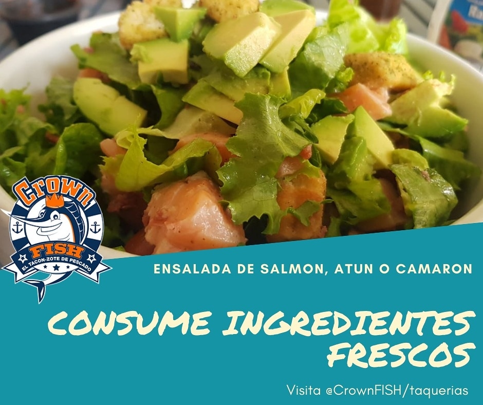 CrownFISH1's tweet photo. En @crownfishtaquerias  seguro comes fresco!! 

Tenemos platillos  para los que quieren comer sano, ligero y saludable 🥗

#fit #helthyfood #seafood https://t.co/ToK14F0otB