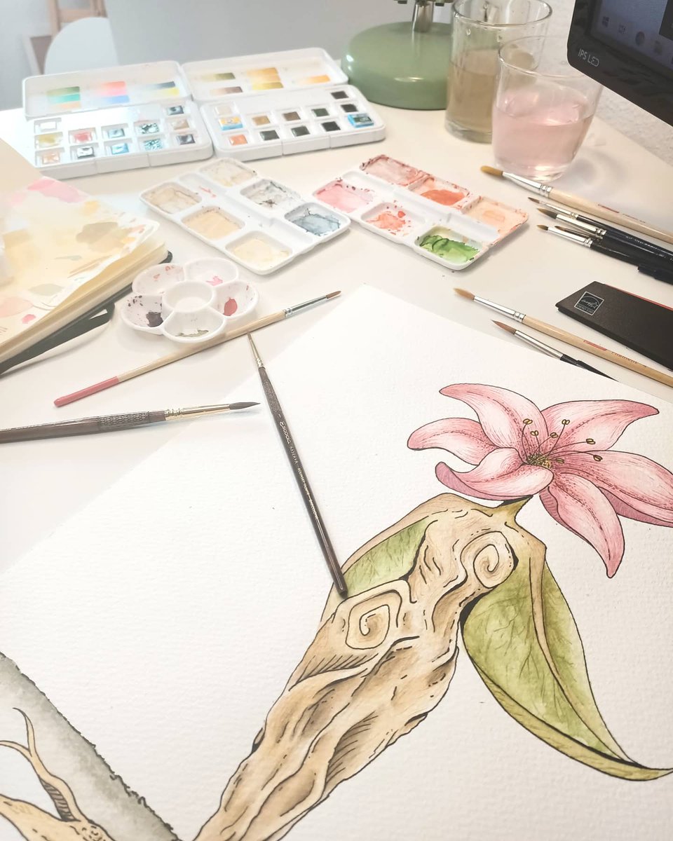 trazotropia's tweet photo. Quiero celebrar el principio de esta nueva etapa con la última ilustración del proyecto, en este caso en #Tintachina y #acuarelas en papel #rembrandt de 300gr. 

Bienvenidos a #trazotropia 🥰✨ 

🌻https://t.co/KpHFBtuchH https://t.co/55STMFhGdg