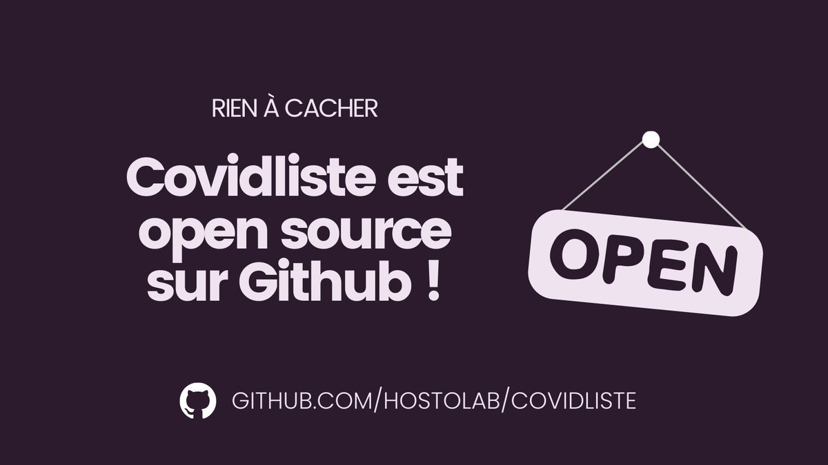 Vous étiez nombreux à nous le demander et cela a toujours été notre objectif : <a href="/covidliste/">Covidliste</a> est de retour en open source sur Github 👩‍💻

Voici le repo 👉 github.com/hostolab/covid…

Merci à tous les futurs contributeurs 💜

#AucuneDosePerdue