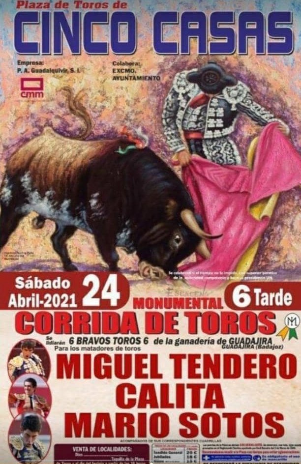 afitauro's tweet photo. 📍Cinco Casas, (ciudad Real). 
📆 24 de abril de 2021.
🕕 18:00h. 

🐂 Guadajira

- @MiguelTend 
- @EJCalita
- @SotosMario https://t.co/qUSq3pPsuD
