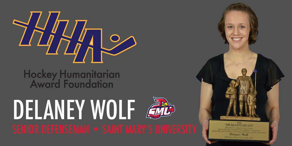 Congratulations to senior Delaney Wolf from <a href="/SMUWHockey/">SMUMN Women's Hockey</a> on being named the 26th recipient in #HHA history. She is the 3rd female in the last 4 years to earn the honor <a href="/Buccigross/">BucciOT.Com</a> <a href="/NCAAIceHockey/">NCAA Ice Hockey</a> #NCAAHockey #CawlidgeHawkey 

Read full story ➡️ bit.ly/3mAQ1B5