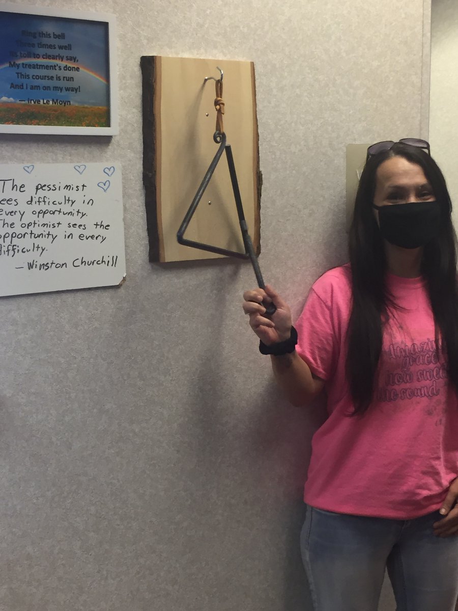 WOOHOO! 🎉😄Congratulations to you, Mrs. Jennie Slone!! Today Jennie #RangThatBell!! 🔔 It's always a good Friday when we get to hear that bell ringing! 🎗💜🎉#PrecisionCC