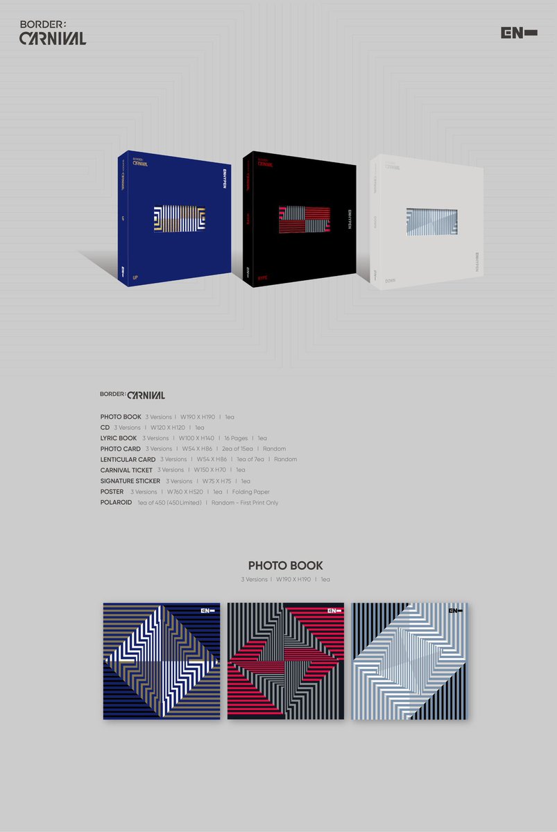 JungwoNiKi6's tweet photo. ENHYPEN BORDER:CARNIVAL GIVEAWAY &amp; BORDER:DAY ONE

1 WINNER OF BORDER CARNIVAL RANDOM AND 1 WINNER OF BORDER:DAY ONE CAN CHOOSE A VERSION

❣️FOLLOW ME! 
❣️like &amp; rt this tweet! 

END: TBA https://t.co/K6FDYXP8wD