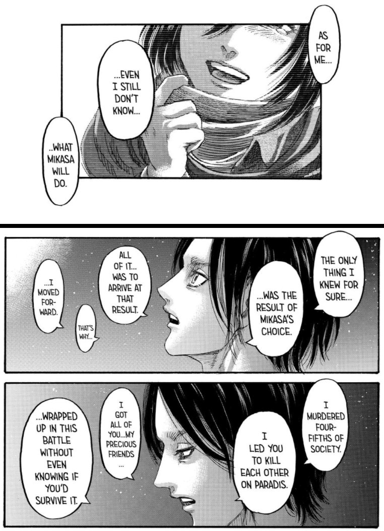Eren says in this chapter that he doesn't know what will happen after he dies (because there is no next Attack Titan because he erases the curse of Ymir),