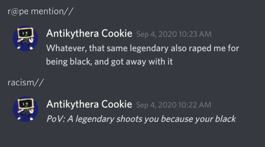 Anti came into the chat out of no where and said these things, we had a Suspicious Ananas in the chat at this time, so Anti probably thought something "hEhE hE r@P3 and RacIsT JokEs = FuNnY!!!11!!111!" In all seriousness, Anti grow the fuck up.