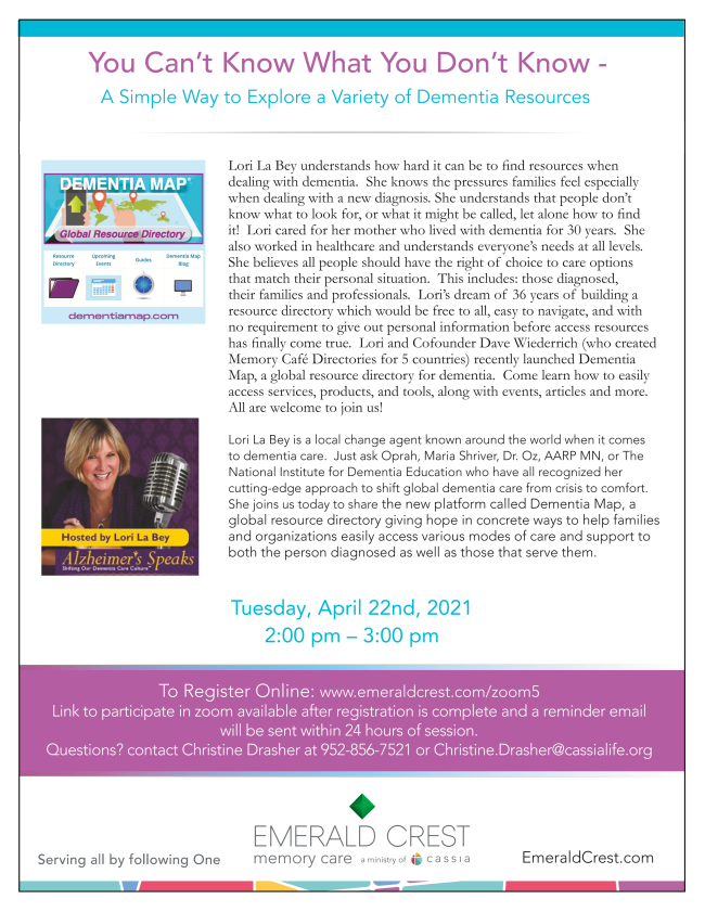 emeraldcrestmn's tweet photo. Dementia MAP Online Event - 4/22 - Register Here! https://t.co/RbkDETGxEW https://t.co/hcYBxaffOe