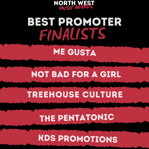 RedSpotEvents1's tweet photo. Here are your finalists for Best Promoter North West Music Awards 2021! Congratulations Me Gusta, @nbfgmcr, Treehouse Culture, @The_Pentatonic &amp; KDS Promotions

#NWMA21 https://t.co/IekBQ6cJNN