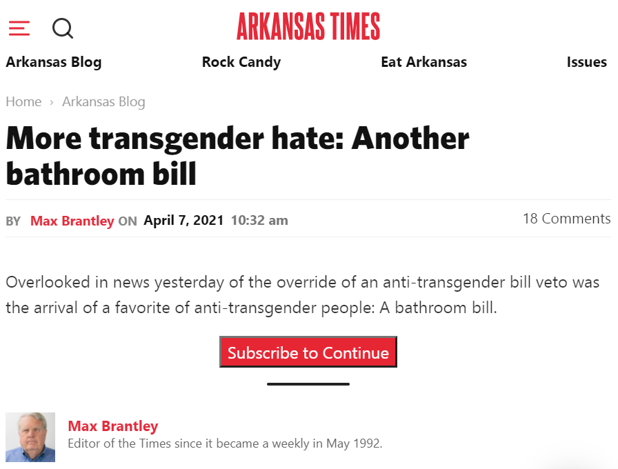 Arkansas isn't even done making life harder for trans youth - they're now considering an old-school BATHROOM BILL like the one that cost North Carolina hundreds of millions of dollars.
