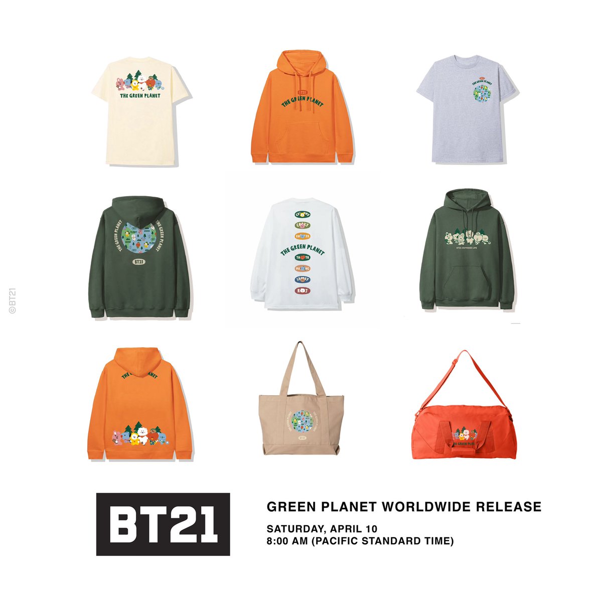 GREEN PLANET SATURDAY APRIL 10 8:00 AM (PACIFIC STANDARD TIME) WORLDWIDE RELEASE ONLINE BT21CLUB.COM