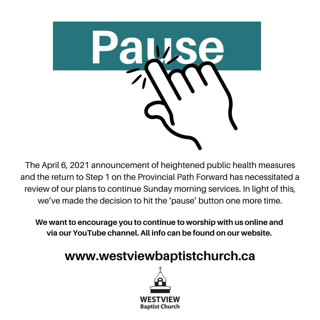Please see the image below for a very important update regarding our worship services. Full details on our website.