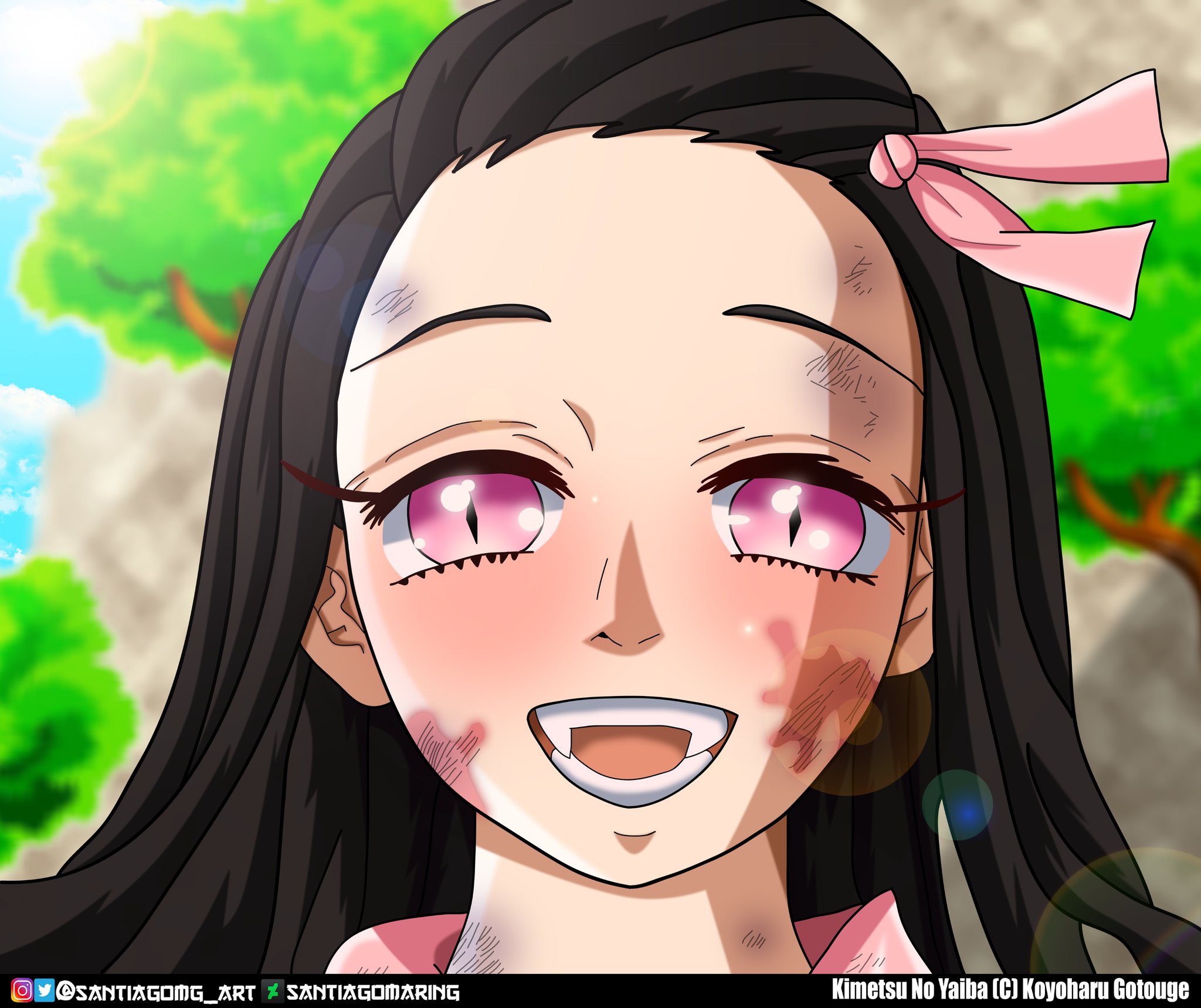 SantiagoMg_art on X: Nezuko humana (kimetsu no yaiba 126) remake