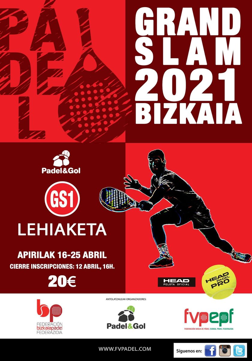 Abierta la inscripción a la 1ª prueba del Grand Slam Bizkaia, que se disputa en las instalaciones de <a href="/PadelandGol/">Padel&Gol</a> (Santurtzi).
El torneo arrancará para los/as jugadores/as de 3ª categoría en adelante el próximo viernes 16 para finalizar la tarde del domingo 25.