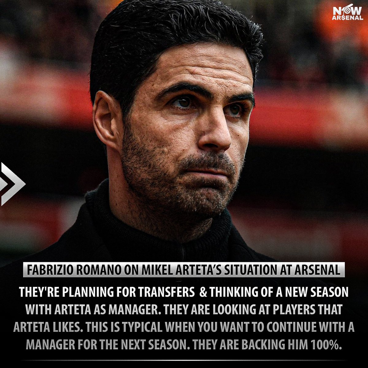  @FabrizioRomano on Mikel Arteta’s future & next season at Arsenal...
