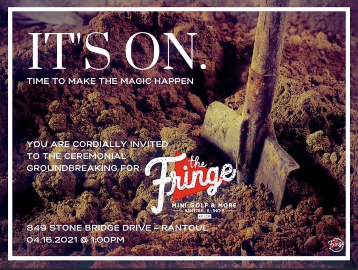 fringeminigolf's tweet photo. Please join us at our official groundbreaking if you’re free. ⛳️#thefringe #thefringerantoul https://t.co/fHOg2ySK2g