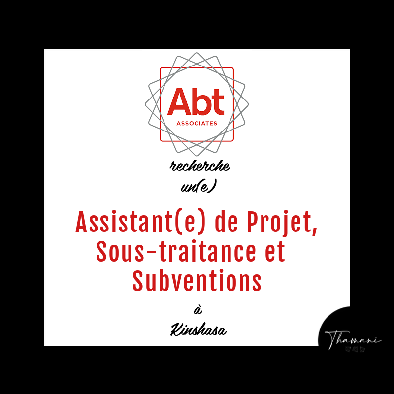 NikoThamani's tweet photo. #OffredEmploi !!
#AbtAssociates recherche un(e) #Project #Assistant / #Subcontracts & #Grants #Officer à #Kinshasa #RDC !
Postulez au plus vite via ce lien : https://t.co/RdJcjQrBli https://t.co/CFjefELFwX