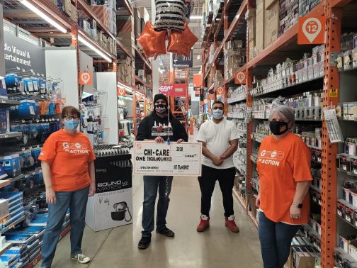 Lily81142015's tweet photo. Store 1917 Giving Back to the community, we presented a $1,000 check to Chi-Care foundation, which allows them to purchase essential needs for the homeless, thank you Gina and Judy for demonstrating Home Depot core values. https://t.co/ocYzDRI1kH