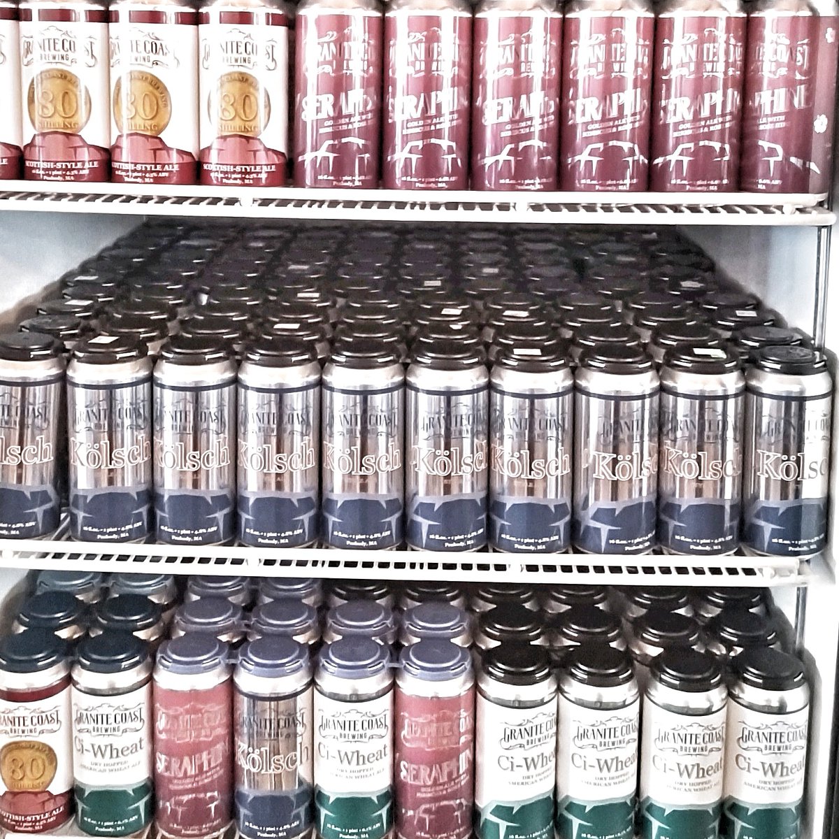 GCBCo's tweet photo. A full fridge, sunny patio and cold beer...we're open 4p-8p today! Seraphine and mixed pack cans drop at 4p!

#cans #craftbeer #peabodymainstreets #newbeer #gcbcontap https://t.co/LGGMownYFe