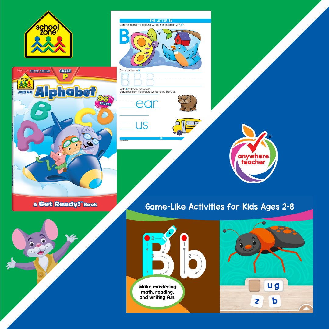 Anywhere Teacher, combined with School Zone’s printed learning materials, delivers Two Great Ways to Learn!® 

Hand in hand, these learning tools and activities will help your child grow.

#schoolzone #anywhereteacher #onlinelearning #education #homeschool #kidsactivities #presc