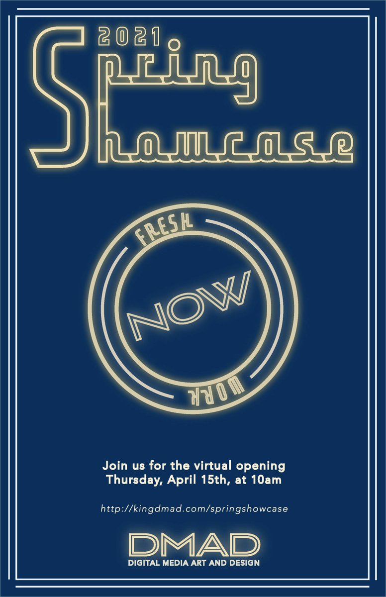 KingDMAD's tweet photo. We can’t think of a better way to close out the 20-21 academic year than by celebrating the hard work of our students. That’s why we are so excited to announce that this year’s Spring Showcase will open in just over a week!
⁠
Please join us virtually on April 15th at 10am! https://t.co/ZFB5BzYnH8