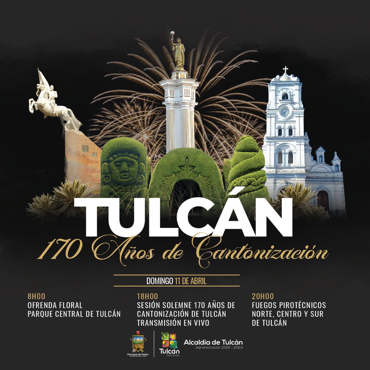 GADMT04's tweet photo. Celebramos a nuestro maravilloso Cantón Tulcán con eventos virtuales y una noche de luces SIN RUIDO.
Domingo, 11 de abril. https://t.co/lNQK8tL0CJ