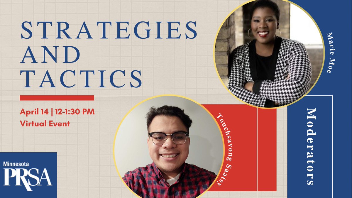MinnesotaPRSA's tweet photo. Join @MetroStateU communications students @MarieMoe8 &amp; @TSaatsy as they moderate an exciting discussion w/ brand strategy experts @RoseMcKinneyPR @gz_ @stlouispark &amp; @WhiskerFabulous at the @MinnesotaPRSA event on 4/14. Register now: https://t.co/xy1nVzrboj https://t.co/CZcoEsX967