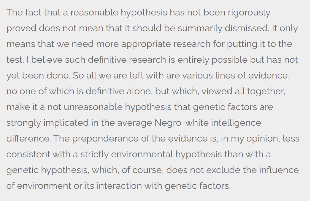 Jensen's "not unreasonable hypothesis", 1969.