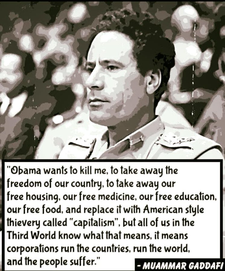 Gaddafi and Obama were best Friends. But since Obama was now on the West side making the matters worse as the president of USA ,the west broke their friendship remember the divide and conquer rule I said.This is what Gaddafi said about Obama his Friend wanting him Dead.