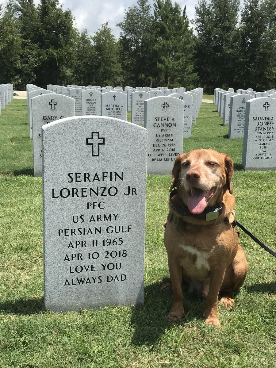 This is Serafin — who went by Danny — and Deana Lorenzo. They were shot and killed and robbed on this day in 2018. Both were military veterans. Authorities have charged Lang and Zweifelhofer in the killings. Serafin’s service dog is named Red.  courtesy of family