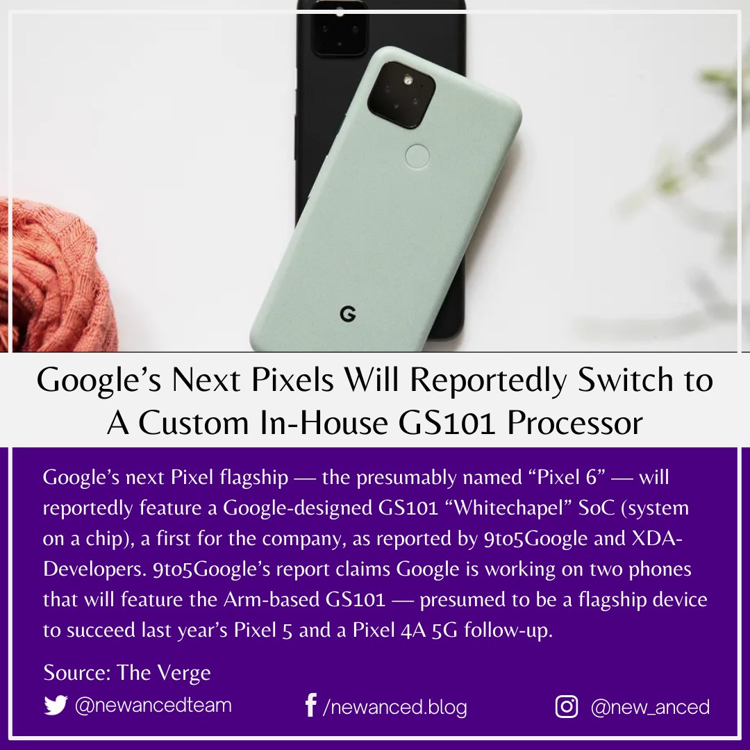 sciencenstuf's tweet photo. Google’s Next Pixels Will Reportedly Switch to A Custom In-House GS101 Processor

Source: The Verge

📷 Amelia Holowaty Krales / The Verge

#tech #google #pixel6 #flagship #soc #9to5google #xdadevelopers #armbasedchip #gs101 #whitechapel #theverge

https://t.co/6PGlotDxun https://t.co/yXWuAjr3yd