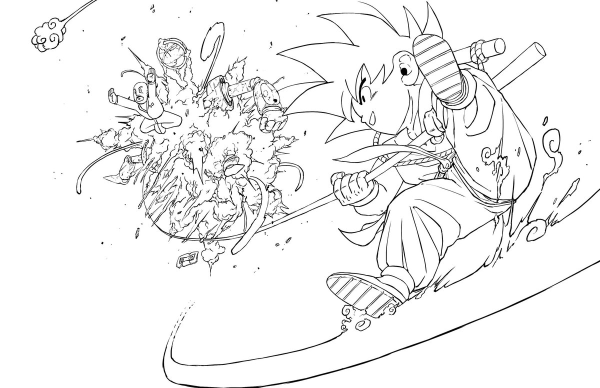 goku vs redribbon linework 