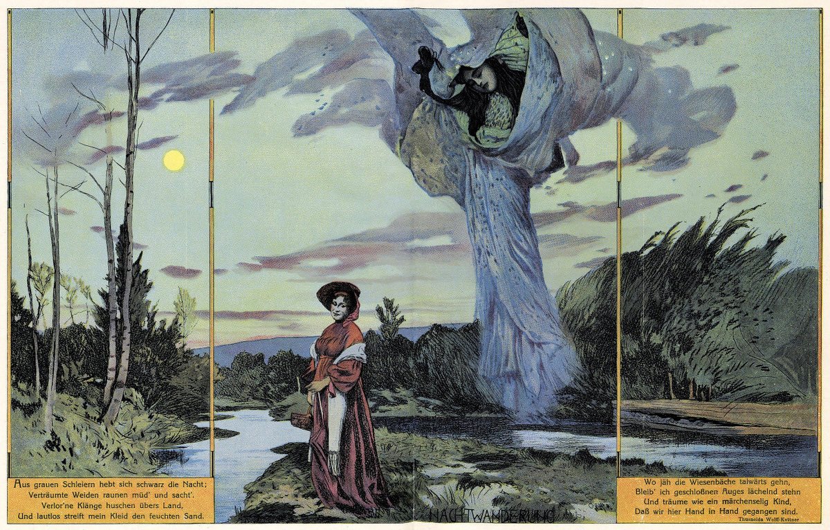 I love Gottlieb Theodor von Kempf illustrations, the layering/juxtaposing of narrative elements is so comics lol and the compositional choices are so evocative and unique  also the palettes are just to die for 