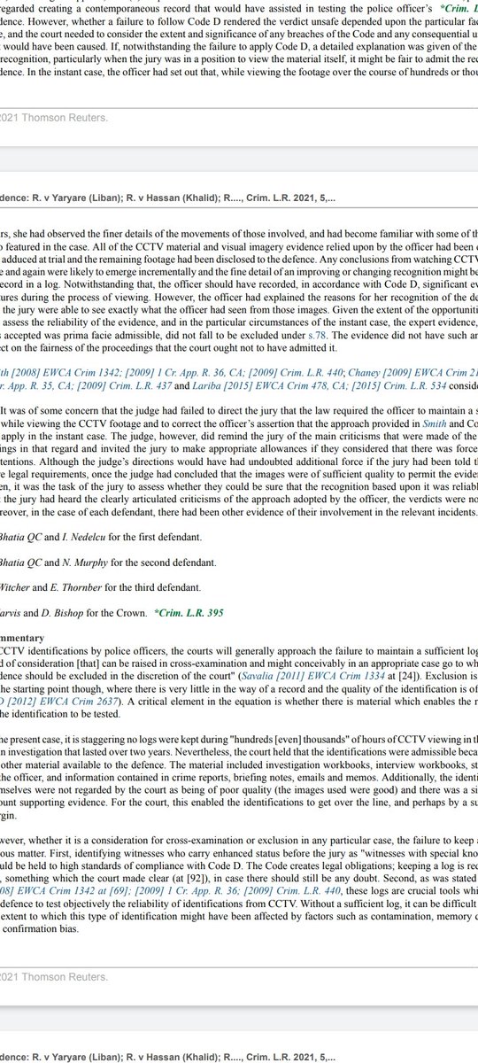 colinwitcher's tweet image. My first case as Leading Counsel (at trial and then in the Court of Appeal) had made the Criminal Law Review! Fabulous to have lead @ThornberEstelle, even if we came second....erm....twice. An interesting case on ID by the police from CCTV.