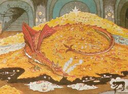 in the hobbit, there’s a dragon named smaug who sits on a pile of gold. he is the last dragon. someone named bilbo (and his friends (kinda sounds like nico and the- i’ll stop)) steals one of smaug’s golden cups.