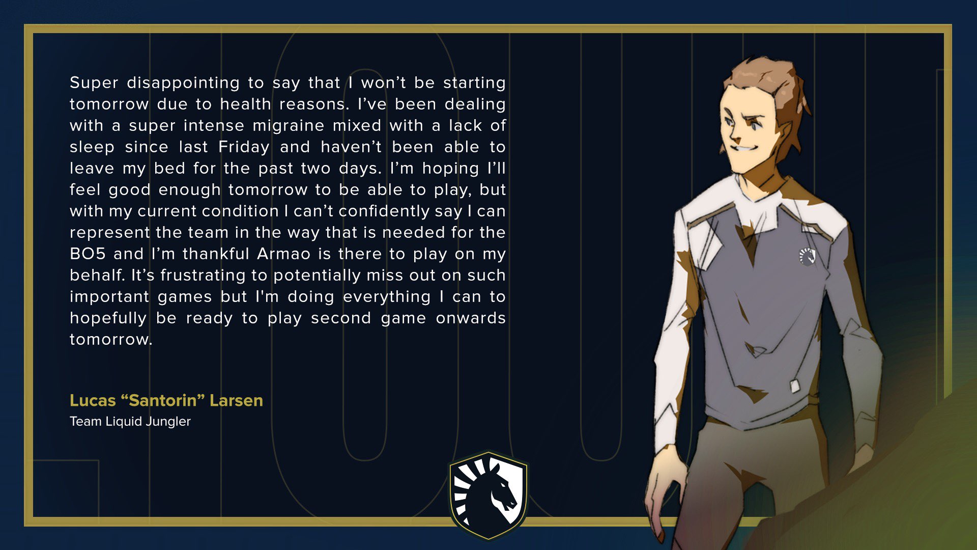 [外絮] TL Santorin 將不會出戰與TSM的比賽