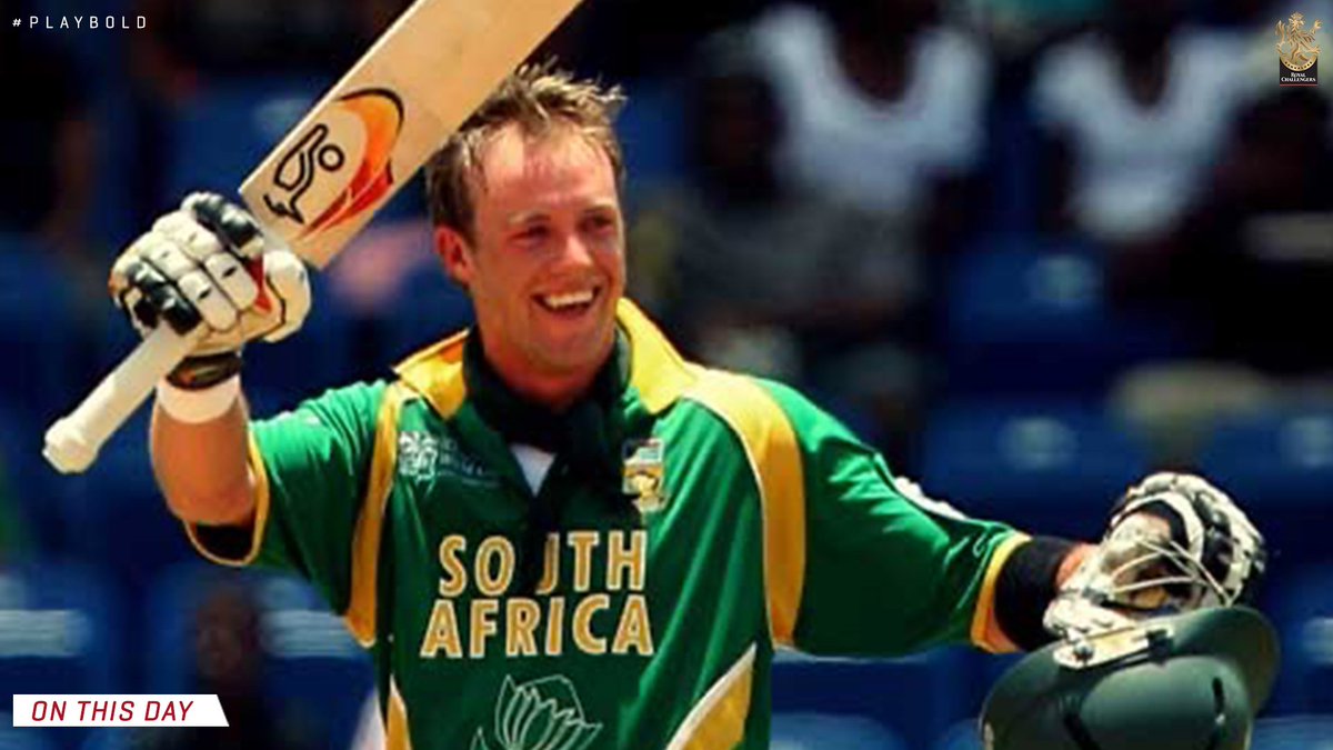 #OnThisDay in 2️⃣0️⃣0️⃣7️⃣, AB de Villiers scored his maiden ODI century, against the West Indies in a high intensity Super Eights match in the World Cup. 🤩

Man for the big occasions. 👊🏻

#PlayBold #WeAreChallengers