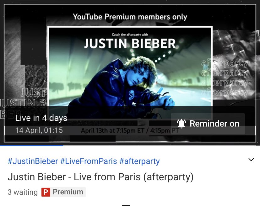 Justin Bieber News To Get Access To Justin Bieber S Live From Paris After Party You Will Have To Get Youtube Prenium You Can Use Your Free Trial If You Haven T