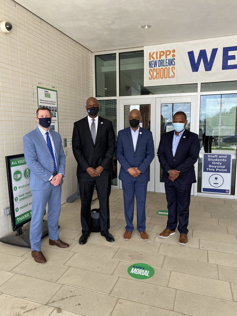KIPPNO's tweet photo. Today, @NOLAPSchools Superintendent Dr. Henderson Lewis, @CaddoSchools Superintendent Dr. T. Lamar Gore, @JPschools Superintendent James Gray & @La_Believes Superintendent of Education Dr. Cade Brumley stopped by #KIPPMorial to tour the campus & discuss early childhood literacy! https://t.co/g2RpDHx0b0