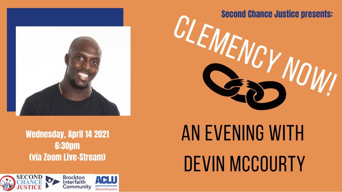 SCJ_BIC's tweet photo. Join us as we'll be talking #CLEMENCYNOW for William Allen with #DevinMcCourty @McCourtyTwins on Wednesday night at 6:30.  @BICbrockton @ACLU_Mass @mcanfia 

REGISTER NOW AT
https://t.co/0DANf166Ro

#SecondChanceJustice #CriminalJusticeReform #CJReform https://t.co/z1sW4C4fL0