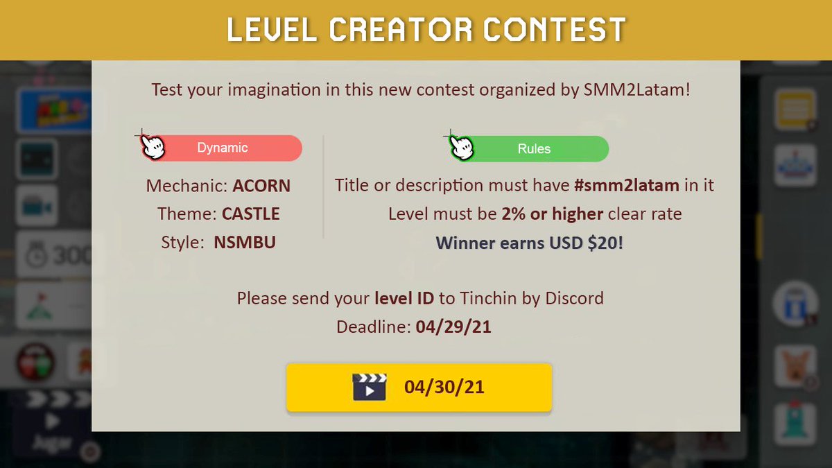 TinchinSMM2's tweet photo. You are all invited to participate in our first SA Level Creator Contest! 

For more info please join https://t.co/ga5Rke1W44. 

You can start making your awesome level! https://t.co/2L1JnrEsOu