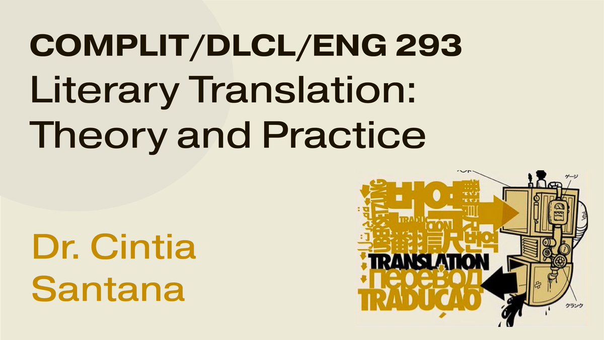COMPLIT 293: Literary Translation: Theory and Practice (DLCL 293, ENGLISH 293)✨Dr. Cintia Santana
“Languages differ essentially in what they must convey, not in what they may convey.” - Roman Jakobson   
#literarytranslation dlcl.stanford.edu/courses