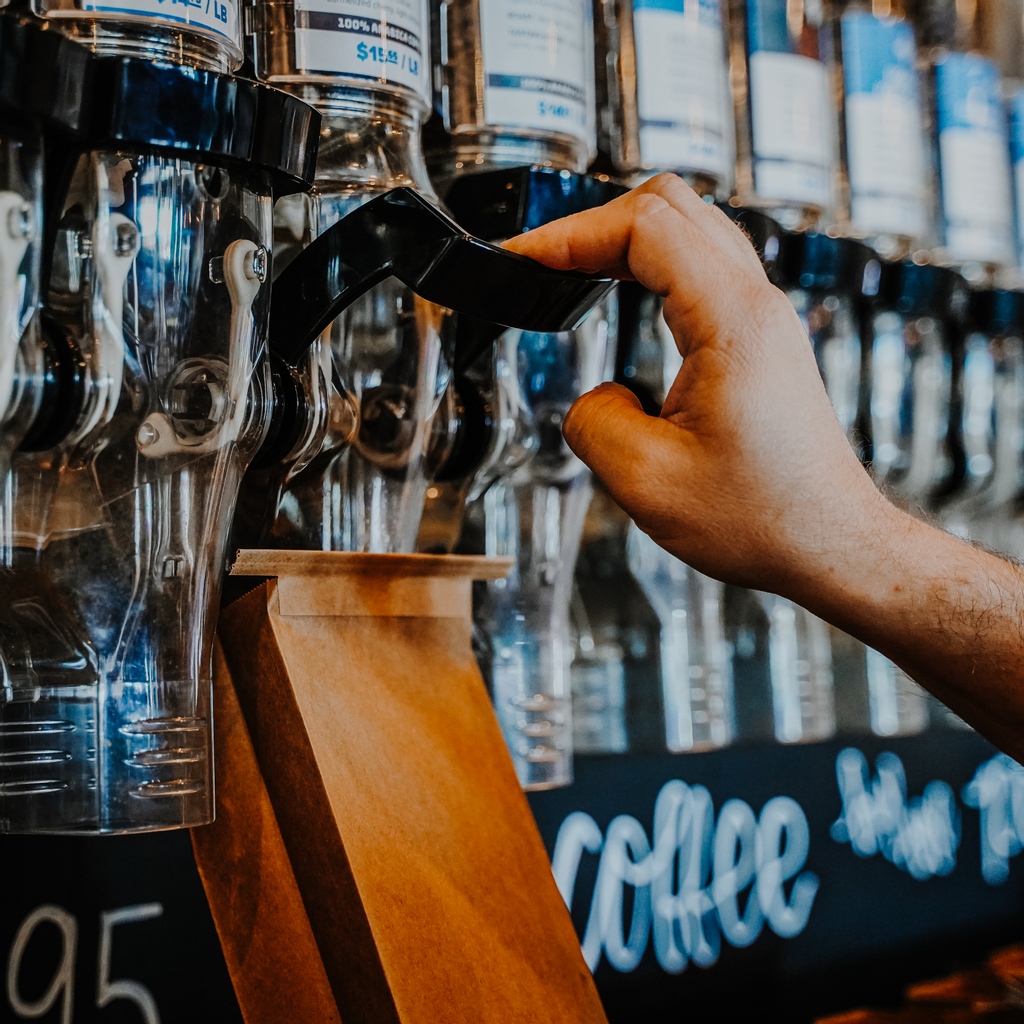 TradeWindCoffee's tweet photo. We have 16 different single origin coffee beans available for purchase form our coffee wall. You bag em' we grind em'!  Too excited to wait to get home to brew them? We'll Aeropress a cup for you here! https://t.co/8t5t1InFvW