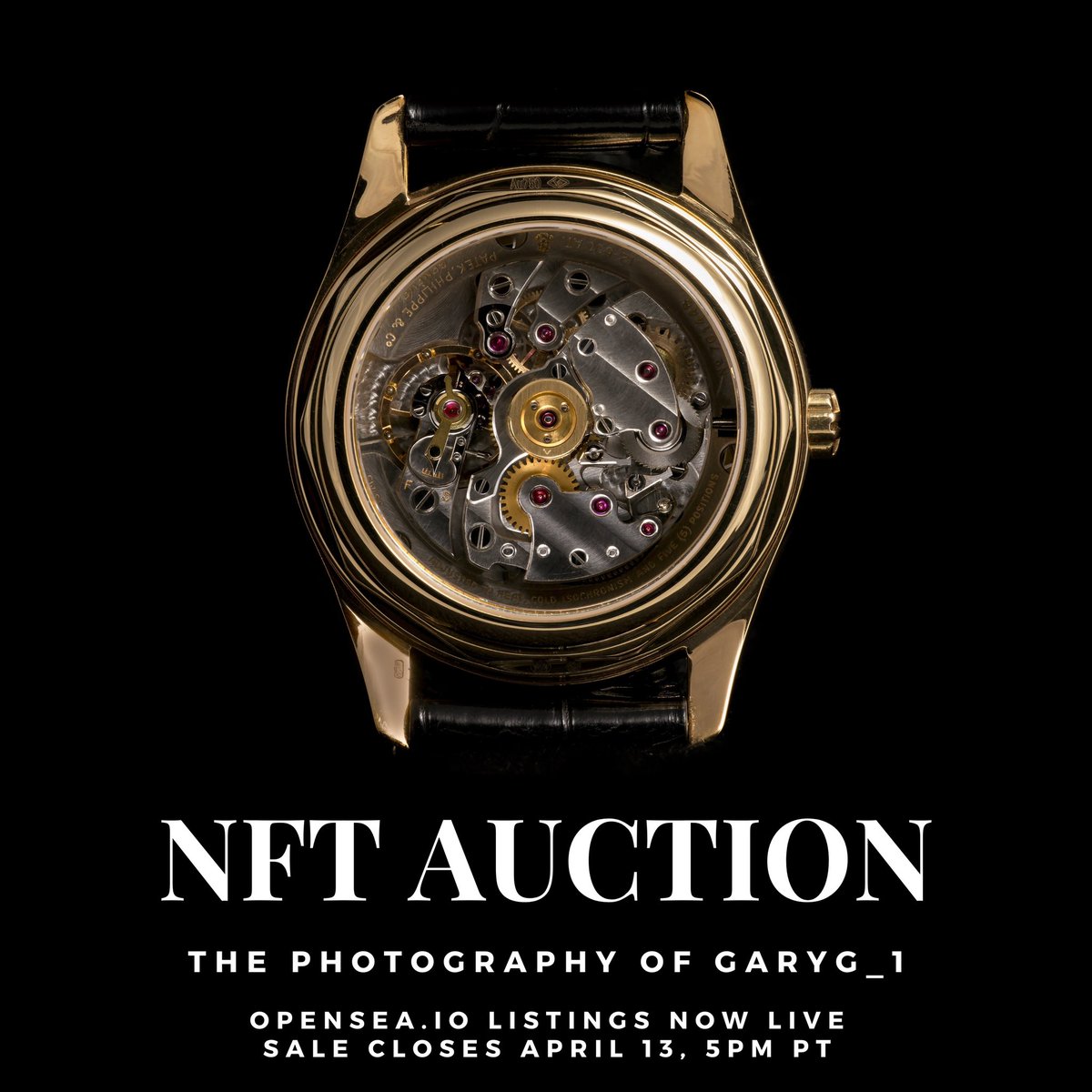 Tigr76's tweet image. This image from my current NFT auction is even more unusual than the others — it is a composite of two source images that visually “erases” the winding rotor that normally obscures the view of the beautiful vintage movement below... 

To bid, go to OpenSea.io/accounts/GaryG…