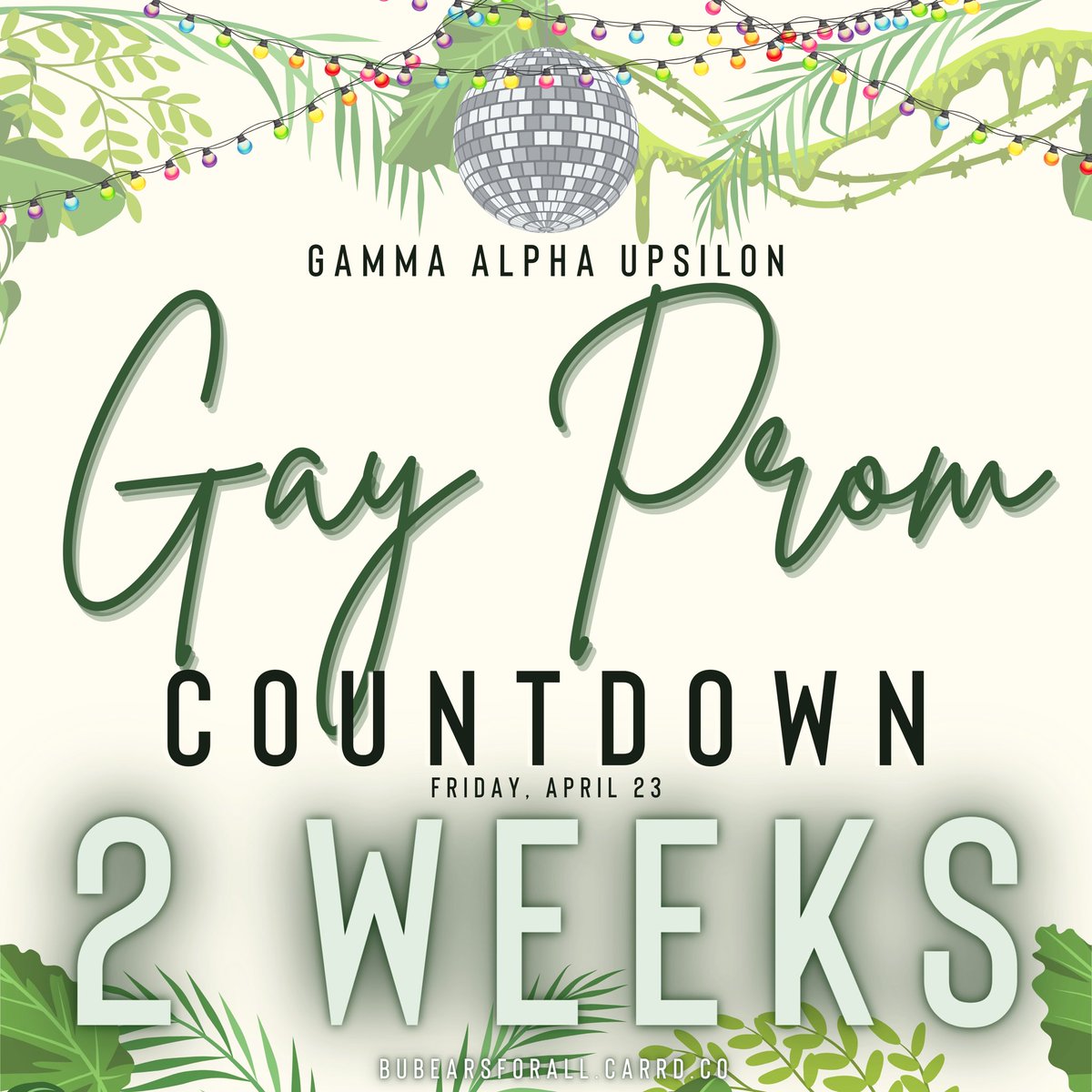 baylor_gay's tweet image. LET THE COUNTDOWN BEGIN!!
there are TWO WEEKS left until
PARTY ANIMALS GAY PROM!!
FRIDAY APRIL 23 
CAMERON PARK ZOO
tickets in the bio and rsvp at eventbrite. 
💚💚💚💚💚💚💚💚💚💚💚💚💚
#bubearsforall #baylorgay #baylorgayprom