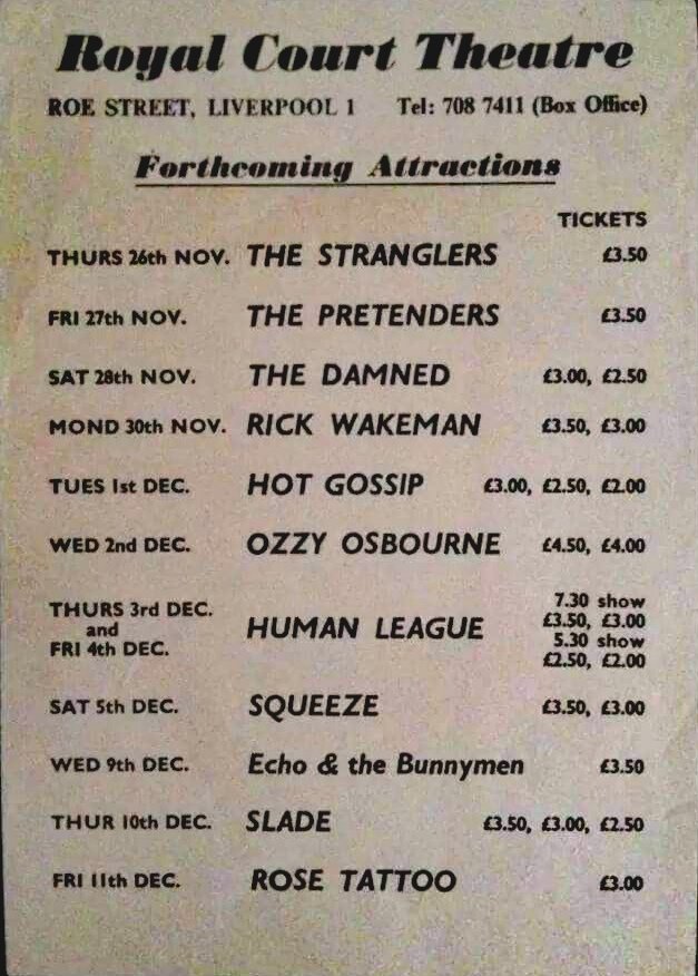 angiesliverpool's tweet photo. Gigs at the Royal Court Theatre, Liverpool 1981 https://t.co/rTNcrl10WG